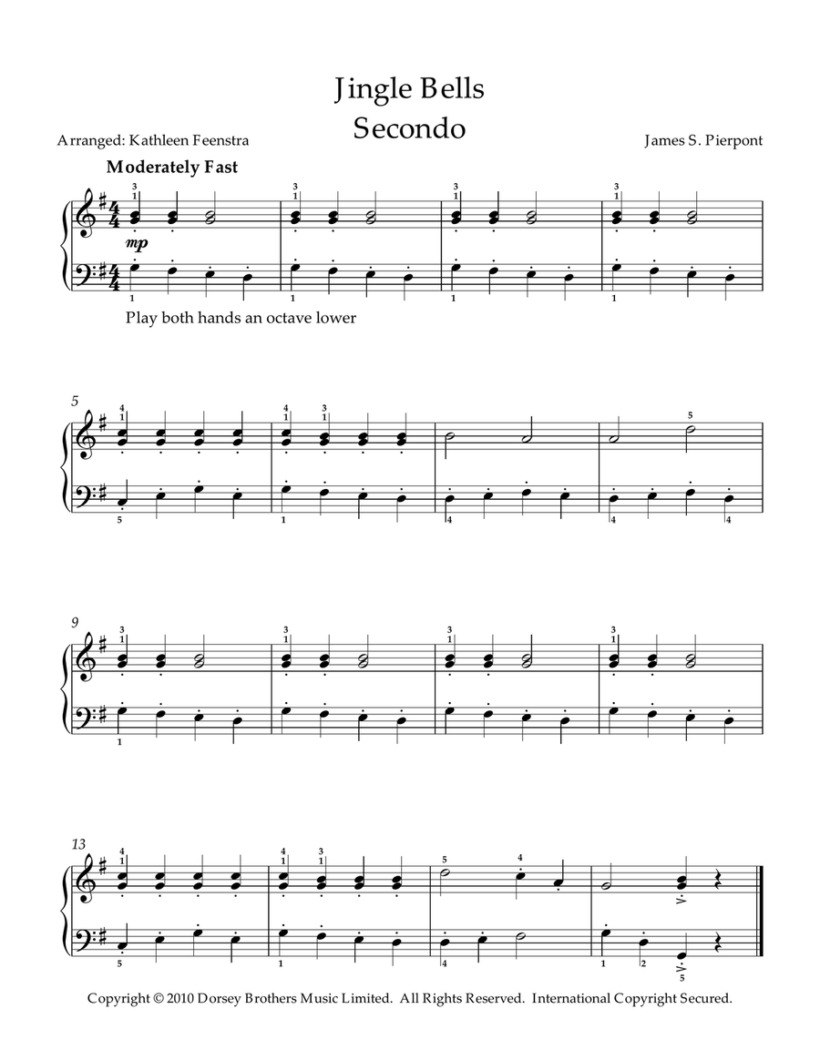 Jingle Bells Easy Piano scores gallery preview page 2