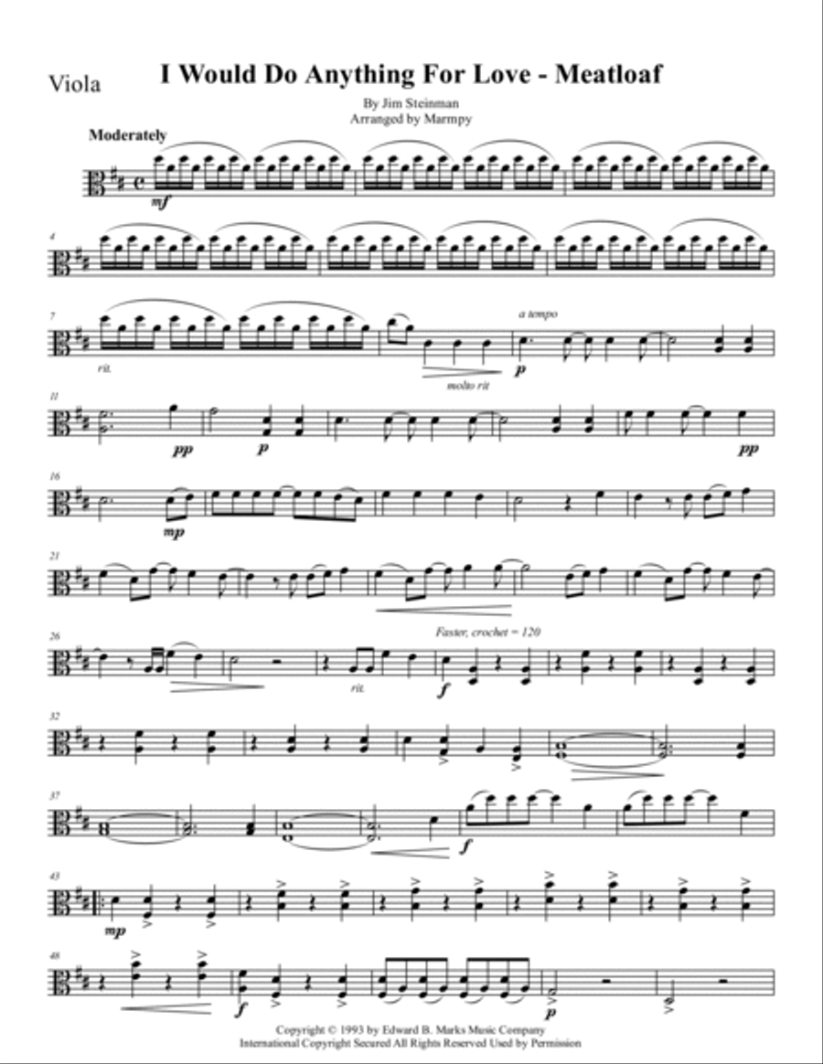 I'd Do Anything For Love (but I Won't Do That) String Quartet scores gallery preview page 5