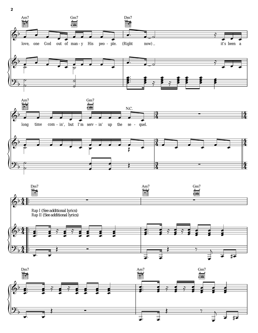 Hey Now Piano, Vocal, Guitar scores gallery preview page 2