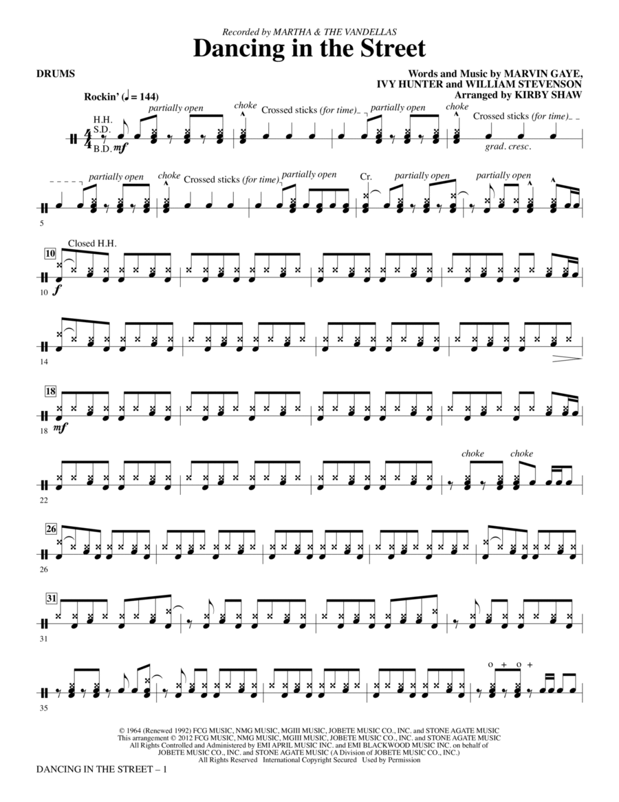 Dancing In The Street - Drums Choir scores gallery preview page 1