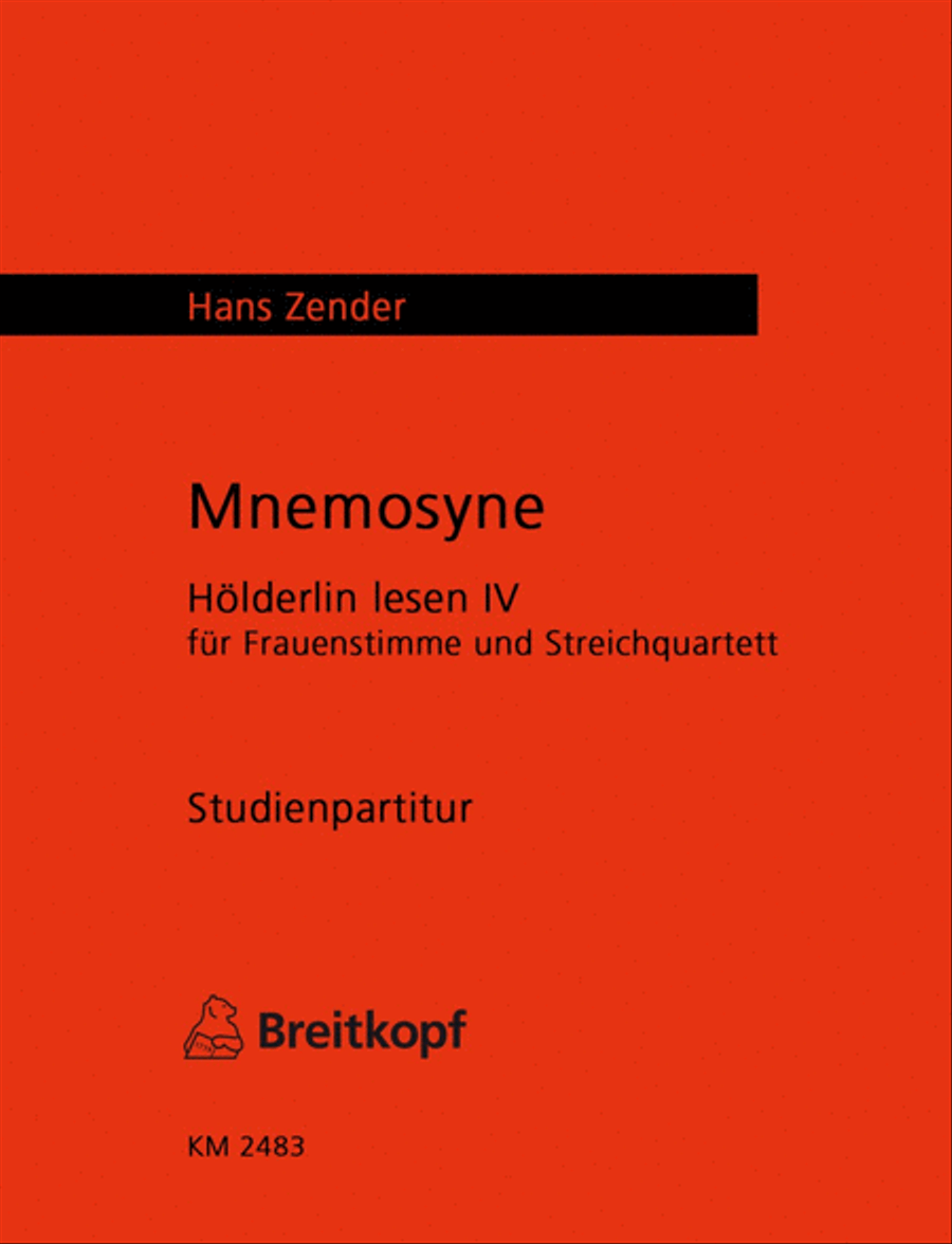 Mnemosyne by Hans Zender String Quartet - Sheet Music