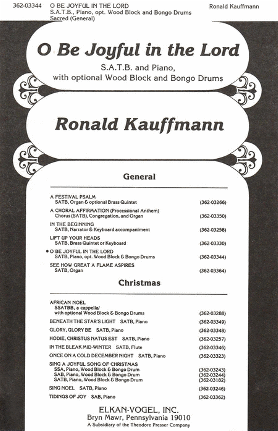 O Be Joyful in the Lord O Be Joyful in the Lord 4-Part scores gallery preview page 1