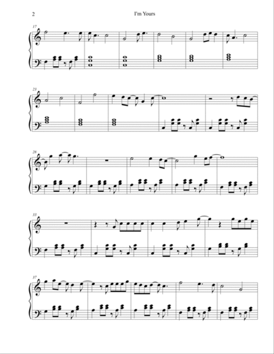 I'm Yours Piano Solo scores gallery preview page 2
