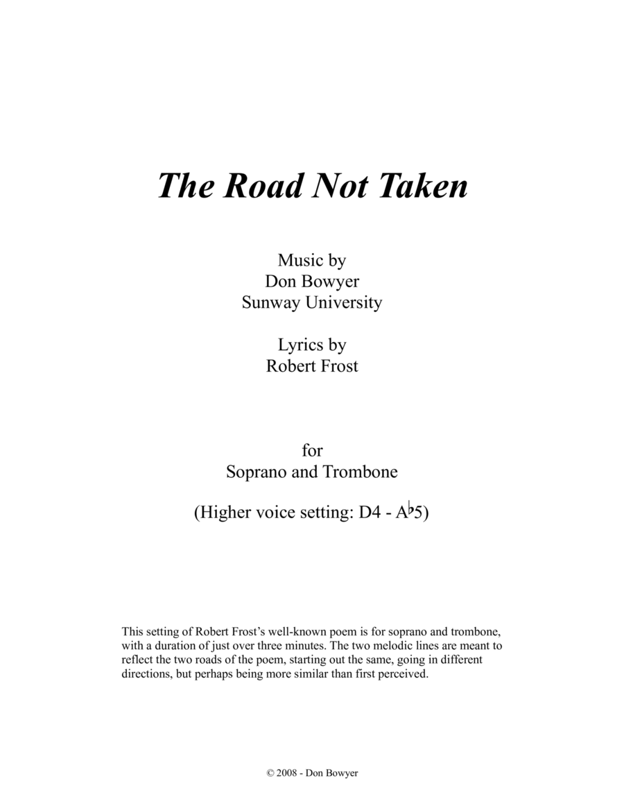 The Road Not Taken - Higher Voice Range (Letter size) image number null