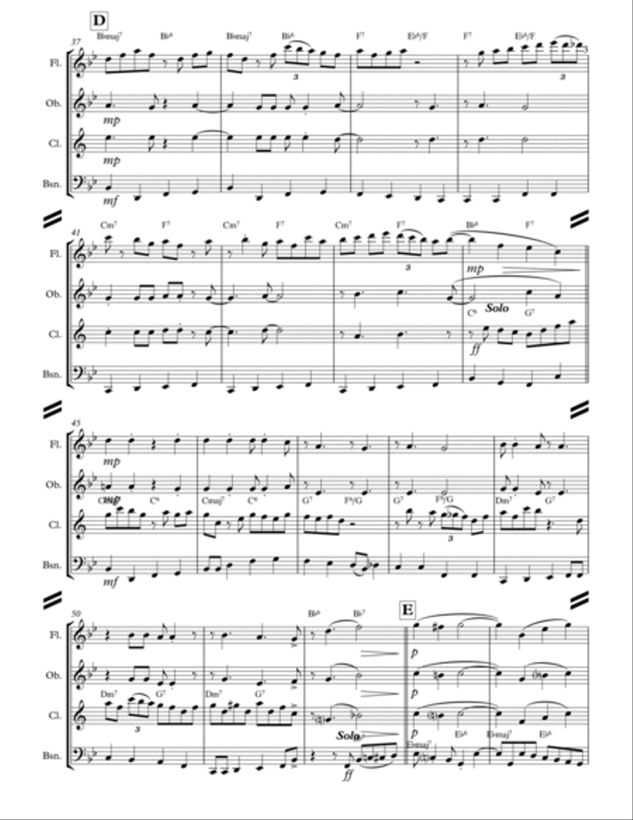 Rockin' Around The Christmas Tree Woodwind Quartet scores gallery preview page 4