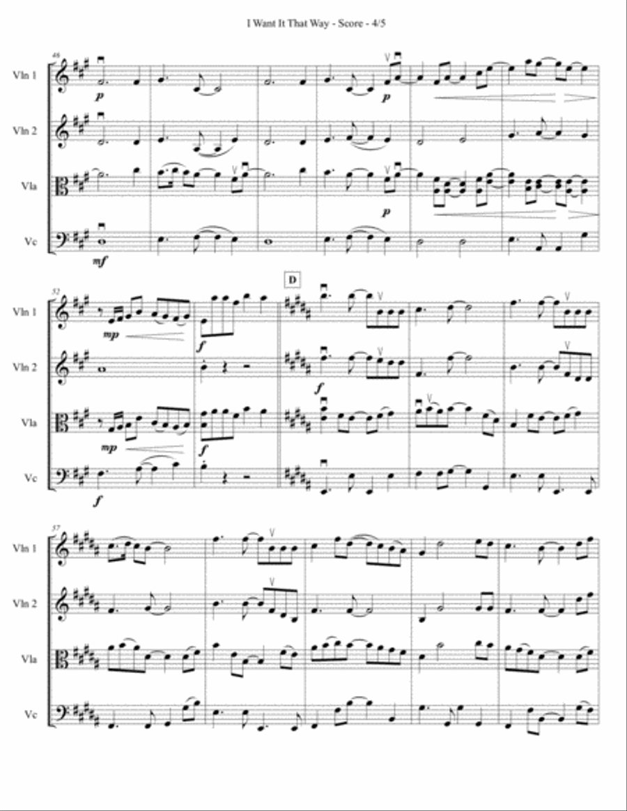 I Want It That Way String Quartet scores gallery preview page 6