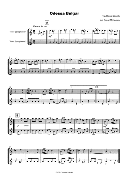 Odessa Bulgar, Klezmer tune for Tenor Saxophone Duet