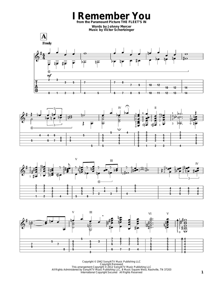 I Remember You I Remember You Electric Guitar scores gallery preview page 1