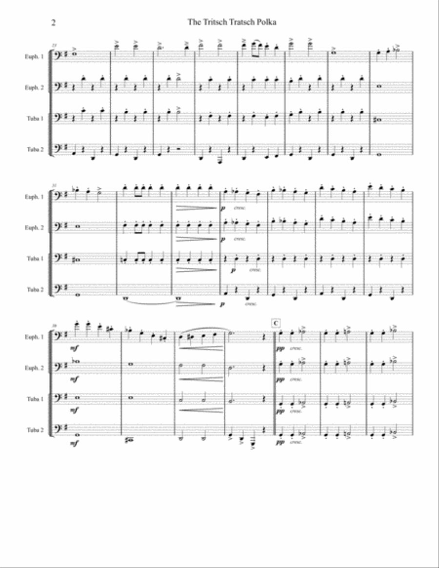 Tritsch Tratsch Polka- Tuba/Euphonium Quartet Brass Ensemble scores gallery preview page 2