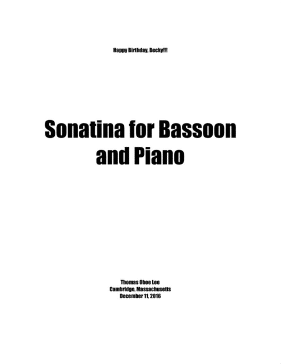 Sonata for Bassoon and Piano (2016) Bassoon Solo scores gallery preview page 1