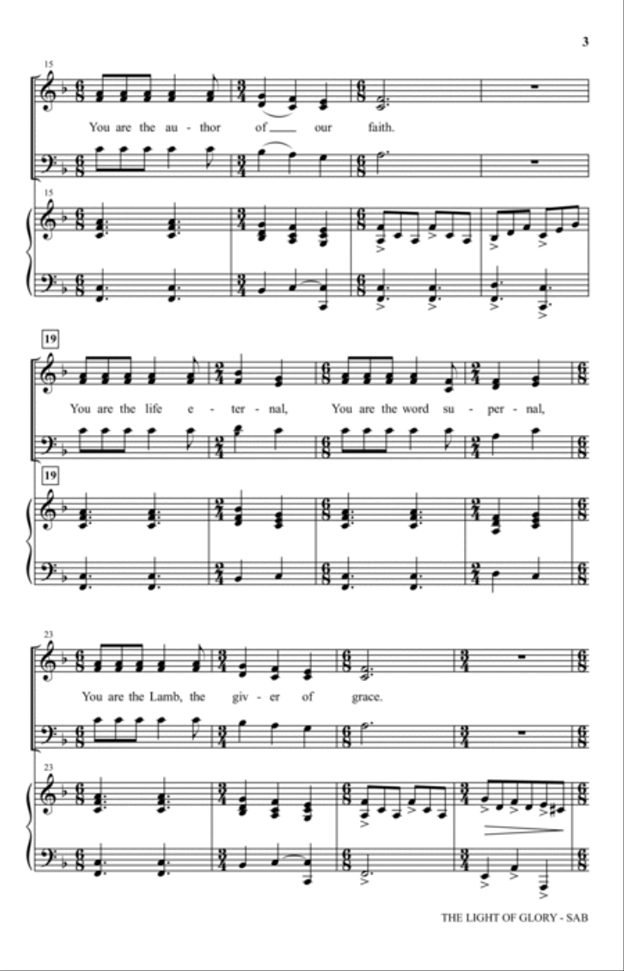 The Light Of Glory The Light Of Glory 3-Part scores gallery preview page 2