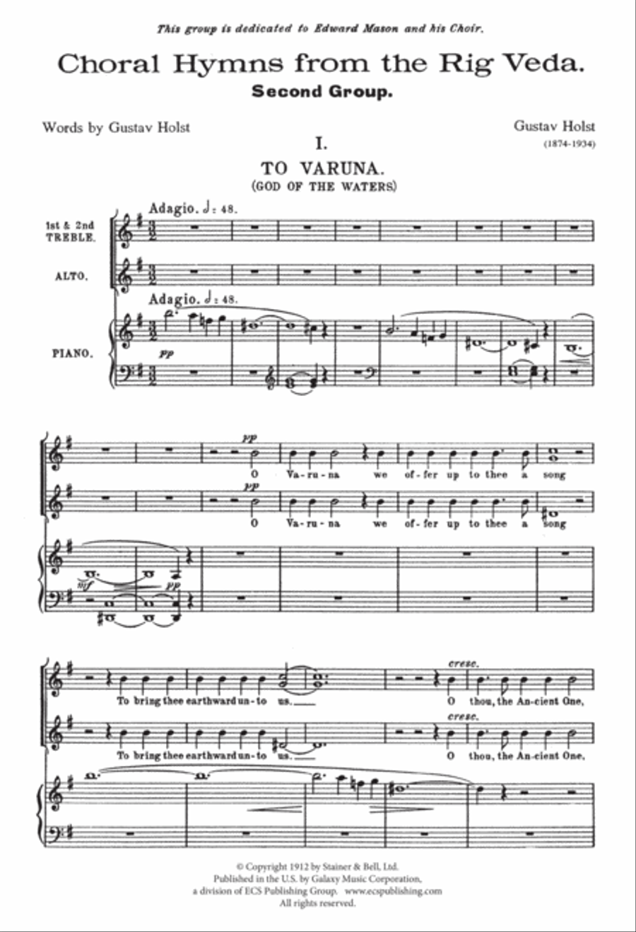 Choral Hymns from the Rig-Veda, Group 2 2-Part scores gallery preview page 2