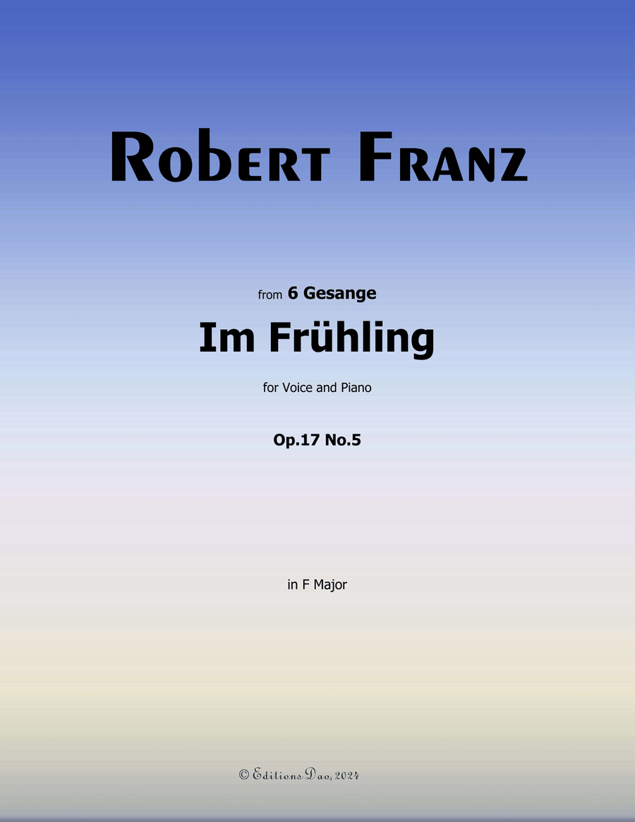 Im Fruhling, by Robert Franz, in F Major Voice scores gallery preview page 1