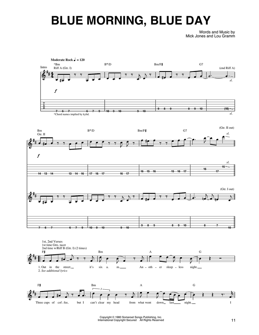 Blue Morning, Blue Day Blue Morning, Blue Day Acoustic Guitar scores gallery preview page 1