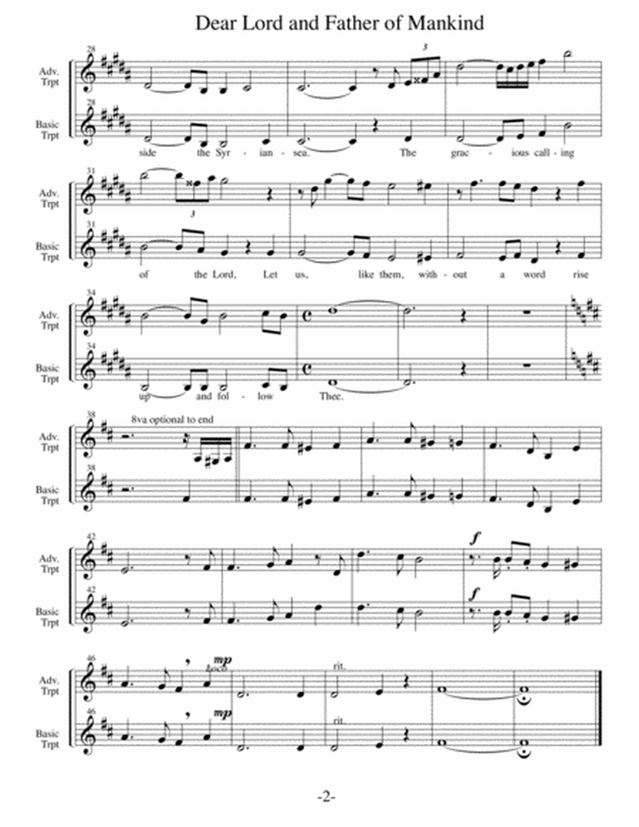 Dear Lord and Father of Mankind (Arrangements Level 1-3 for TRUMPET + Written Acc) Hymn image number null