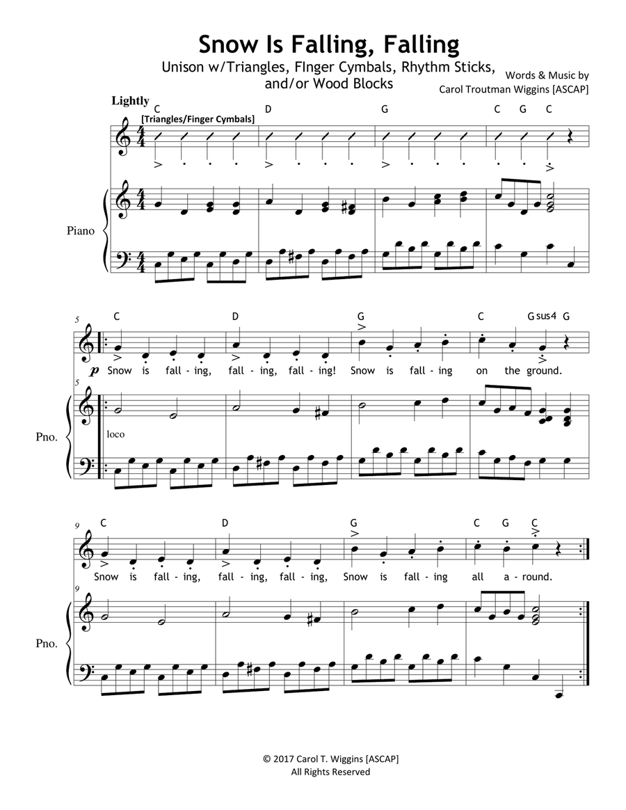Snow is Falling, Falling Unison Choir scores gallery preview page 1