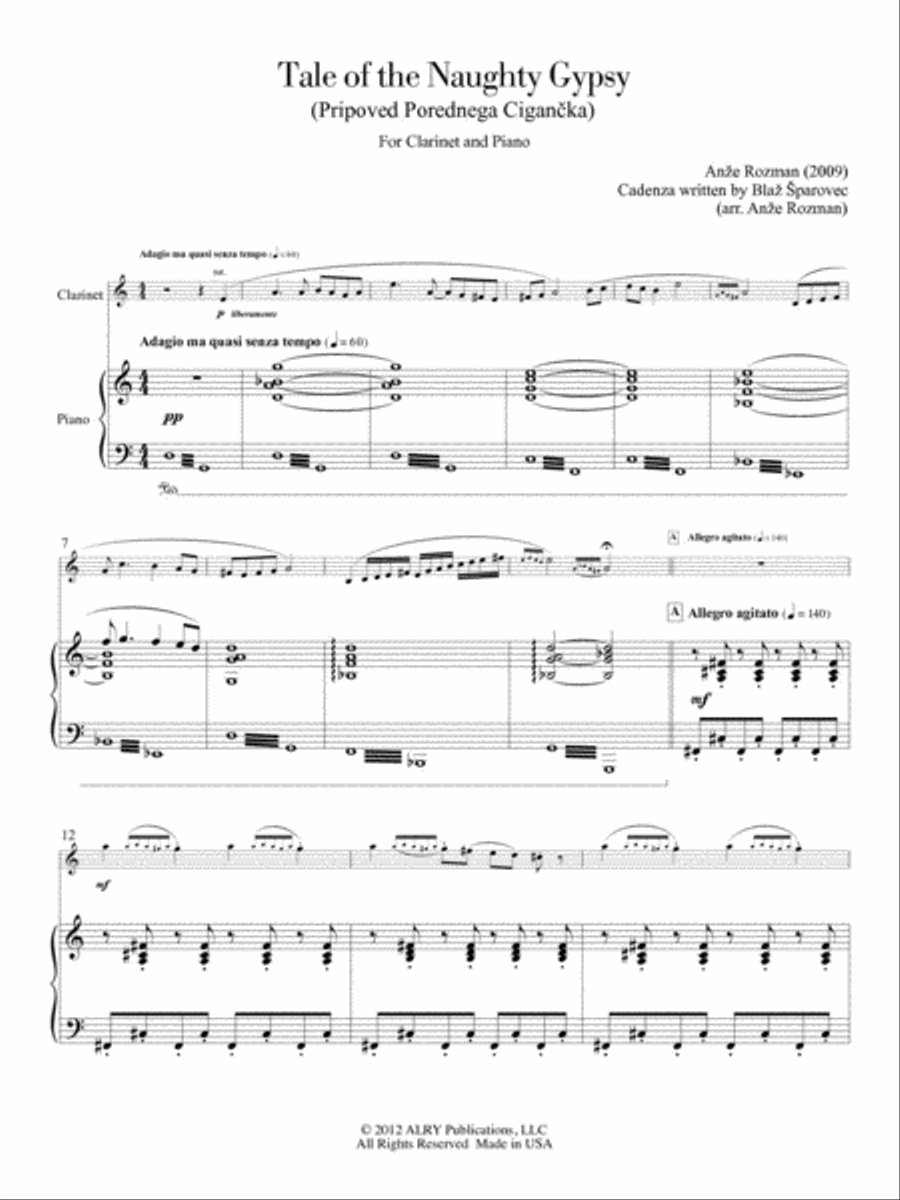 Tale of the Naughty Gypsy for Clarinet and Piano Clarinet Solo scores gallery preview page 2