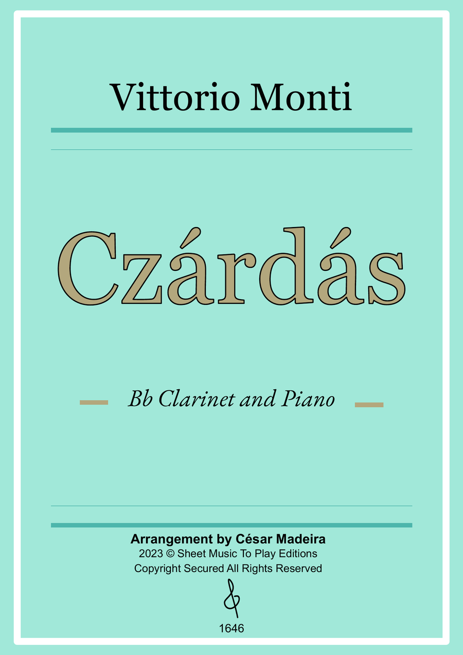 Czardas - Bb Clarinet and Piano (Full Score and Parts) B-Flat Clarinet scores gallery preview page 1