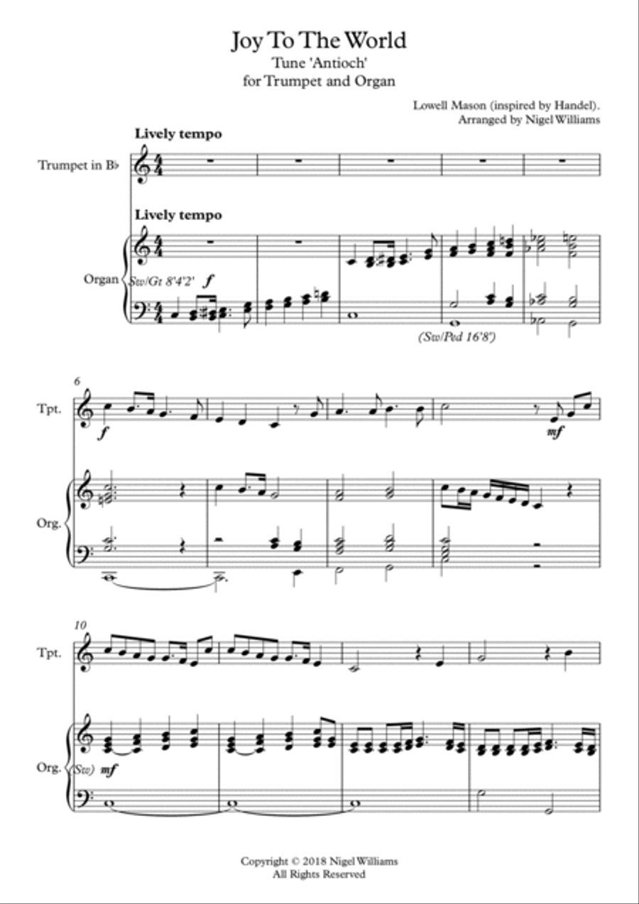 Joy To The World, for Trumpet and Organ Trumpet Solo scores gallery preview page 2