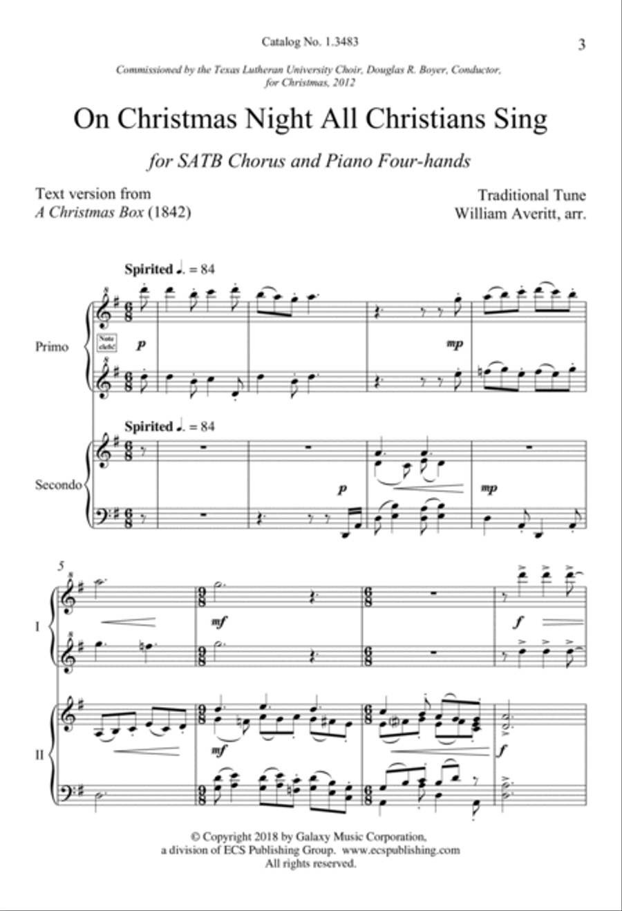 On Christmas Night All Christians Sing 4-Part scores gallery preview page 2
