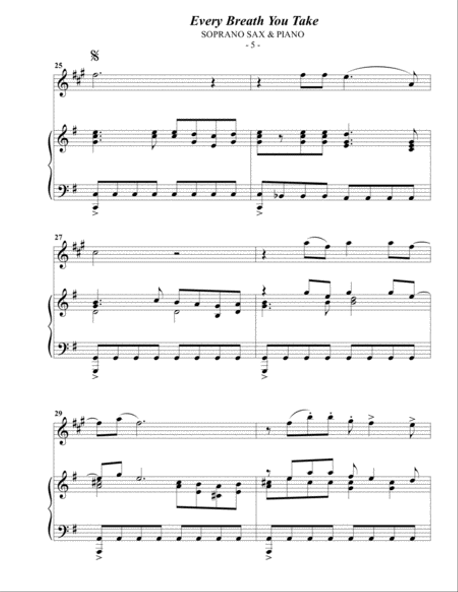 Every Breath You Take Soprano Saxophone scores gallery preview page 5
