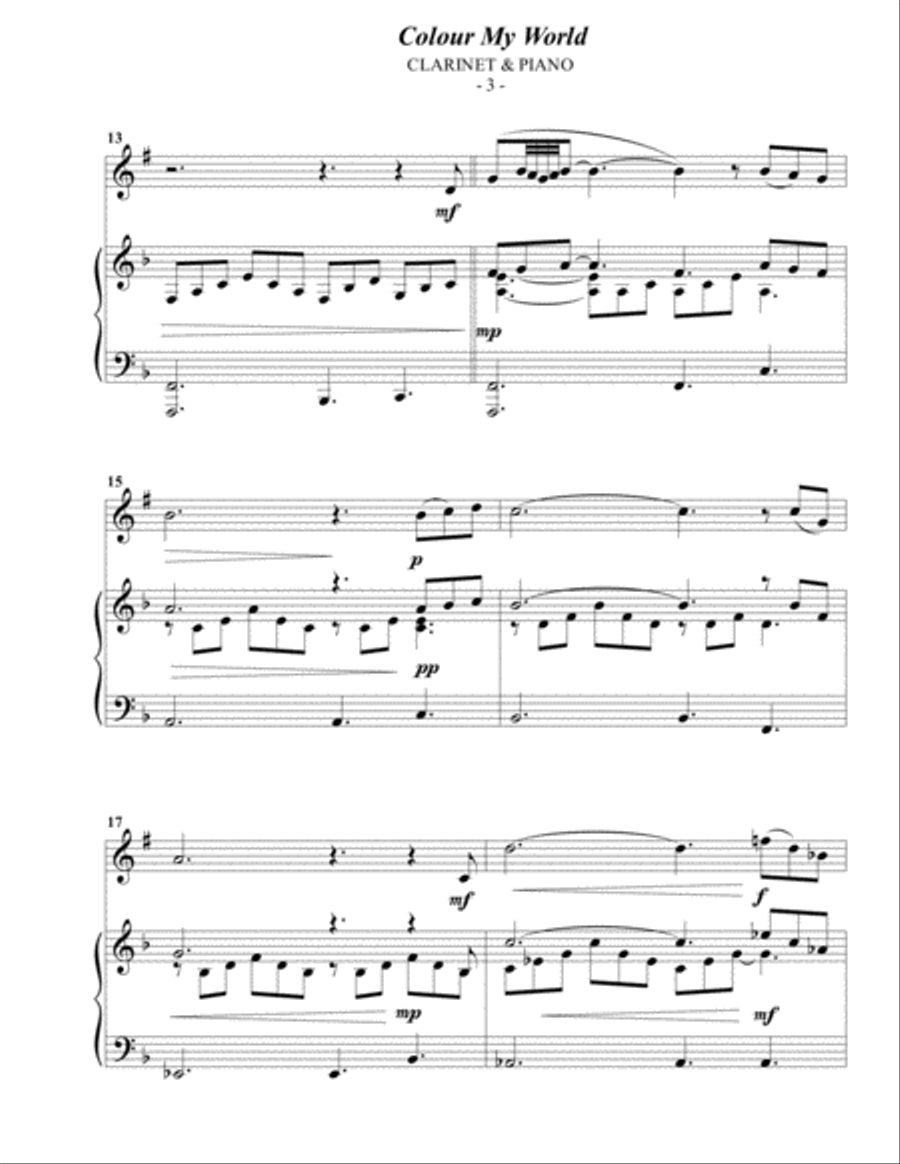 Colour My World B-Flat Clarinet scores gallery preview page 3