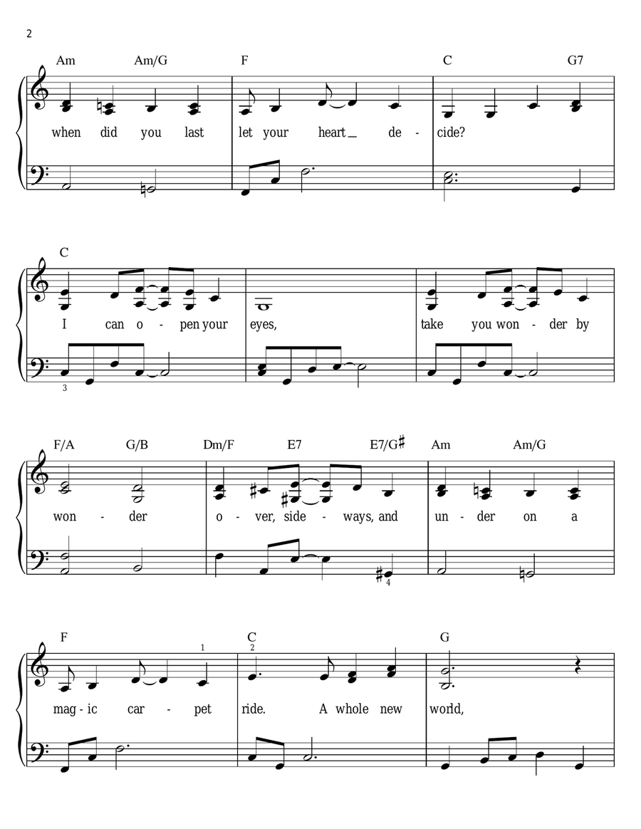A Whole New World (from Aladdin) Voice scores gallery preview page 2