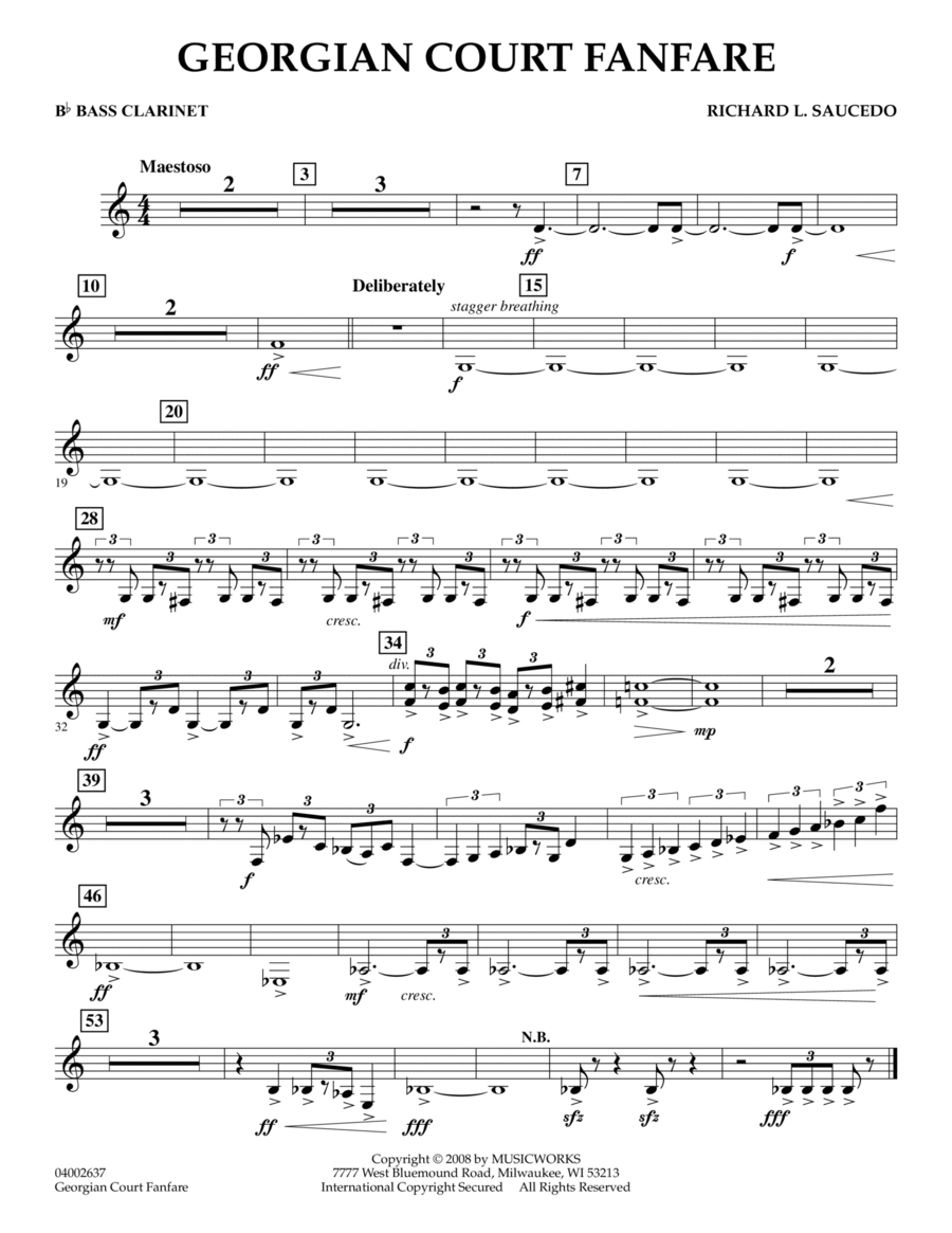 Georgian Court Fanfare - Bb Bass Clarinet Bass Clarinet scores gallery preview page 1