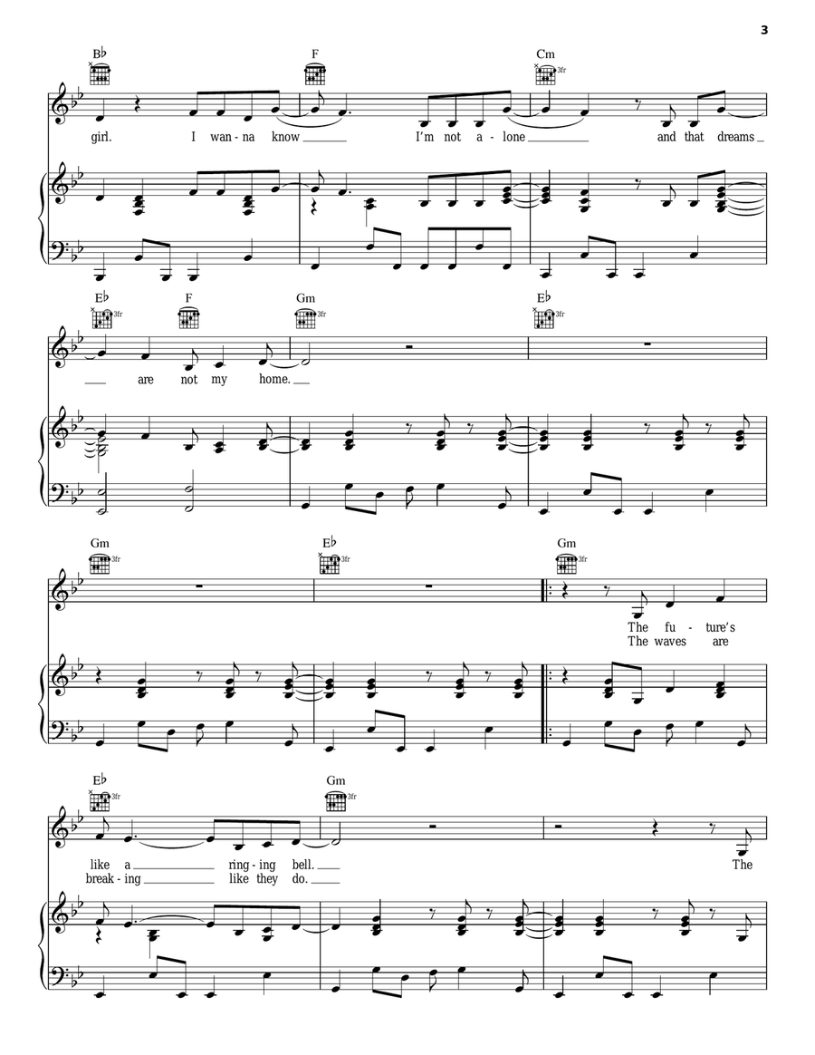 Dreams Are Not My Home Piano, Vocal, Guitar scores gallery preview page 3