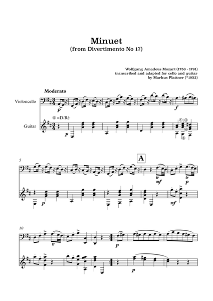Minuet from Divertimento 17 K.334 image number null