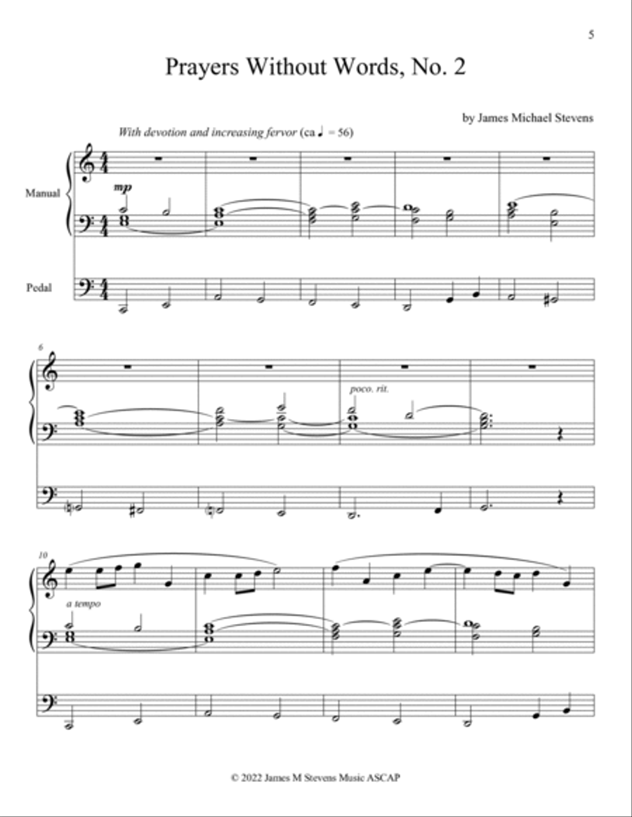 Prayers Without Words, Nos. 1-5 - Organ Book Organ Solo scores gallery preview page 5