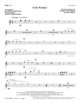 Book cover for Is He Worthy? (Chamber Orchestra) (arr. Heather Sorenson) - Flute 1 & 2