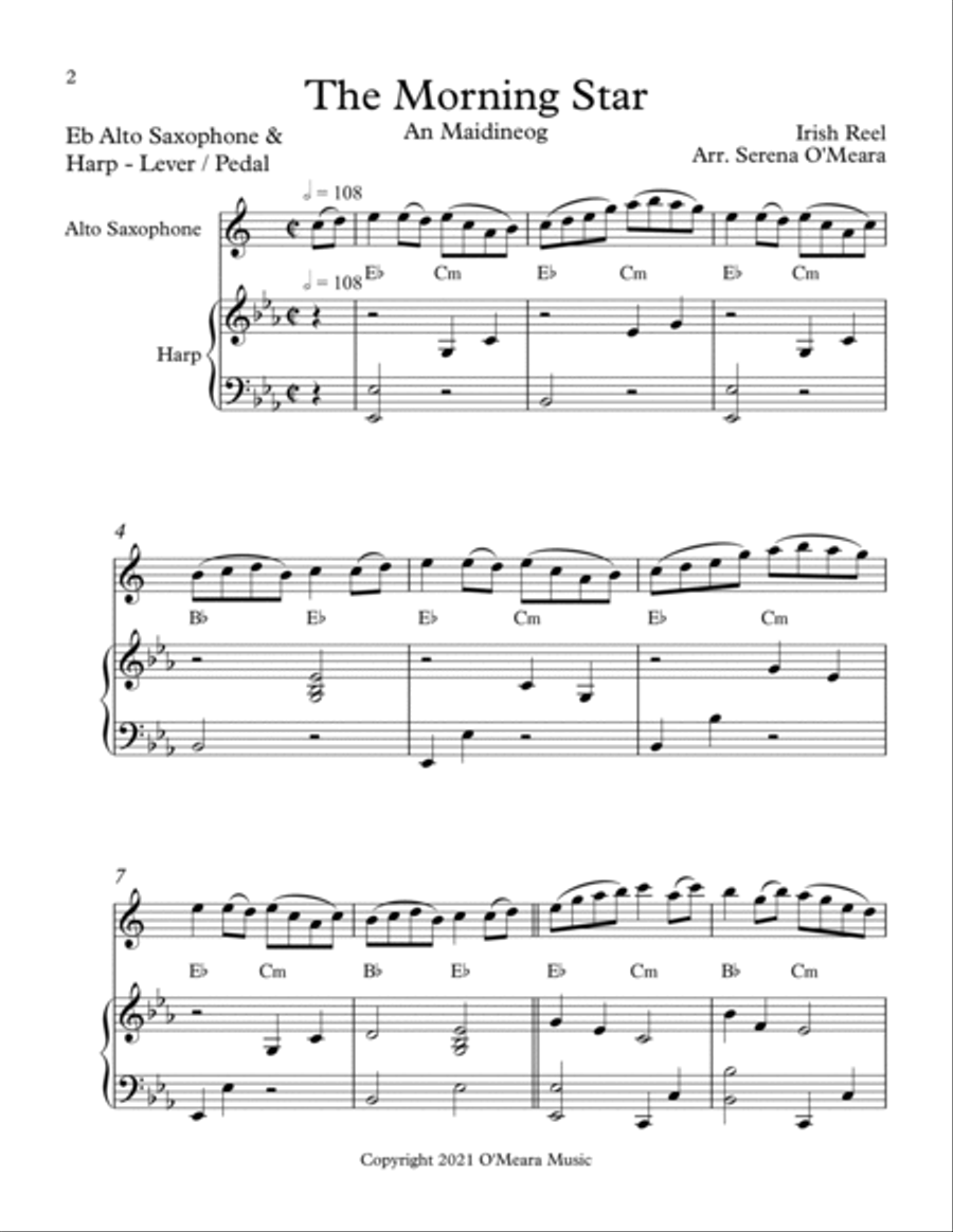 The Morning Star, Duet for Eb Alto Saxophone & Harp image number null