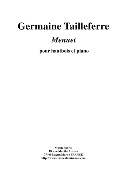 Germaine Tailleferre: Menuet for oboe and piano