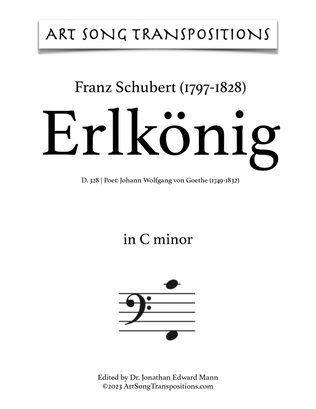 Book cover for SCHUBERT: Erlkönig, D. 328 (transposed to C minor, bass clef)