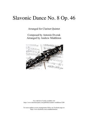 Book cover for Slavonic Dance No. 8 Op. 46 arranged for Clarinet Quintet