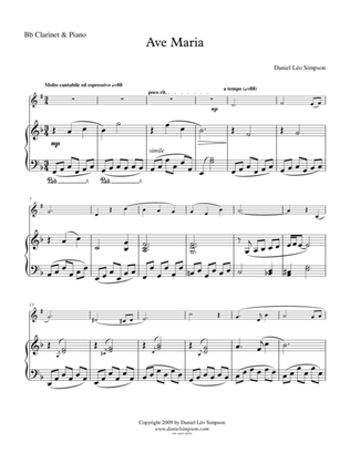 Ave Maria for Bb Clarinet & Piano