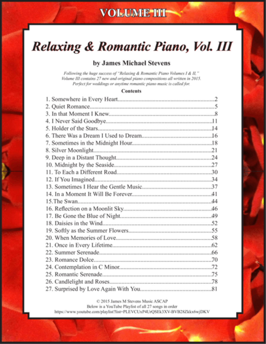 Relaxing & Romantic Piano, Vol. III Piano Solo scores gallery preview page 1