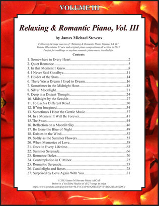 Book cover for Relaxing & Romantic Piano, Vol. III