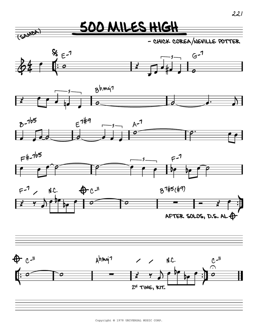 500 Miles High 500 Miles High Piano scores gallery preview page 1