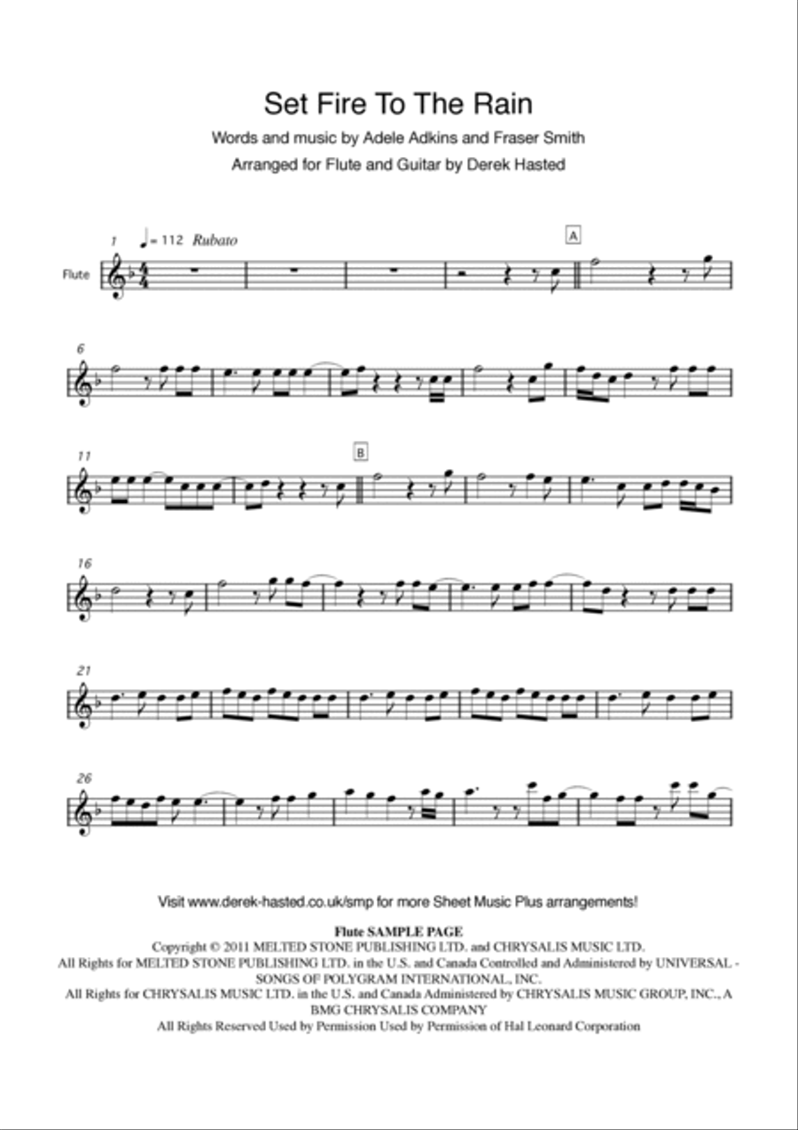 Set Fire To The Rain Flute scores gallery preview page 4