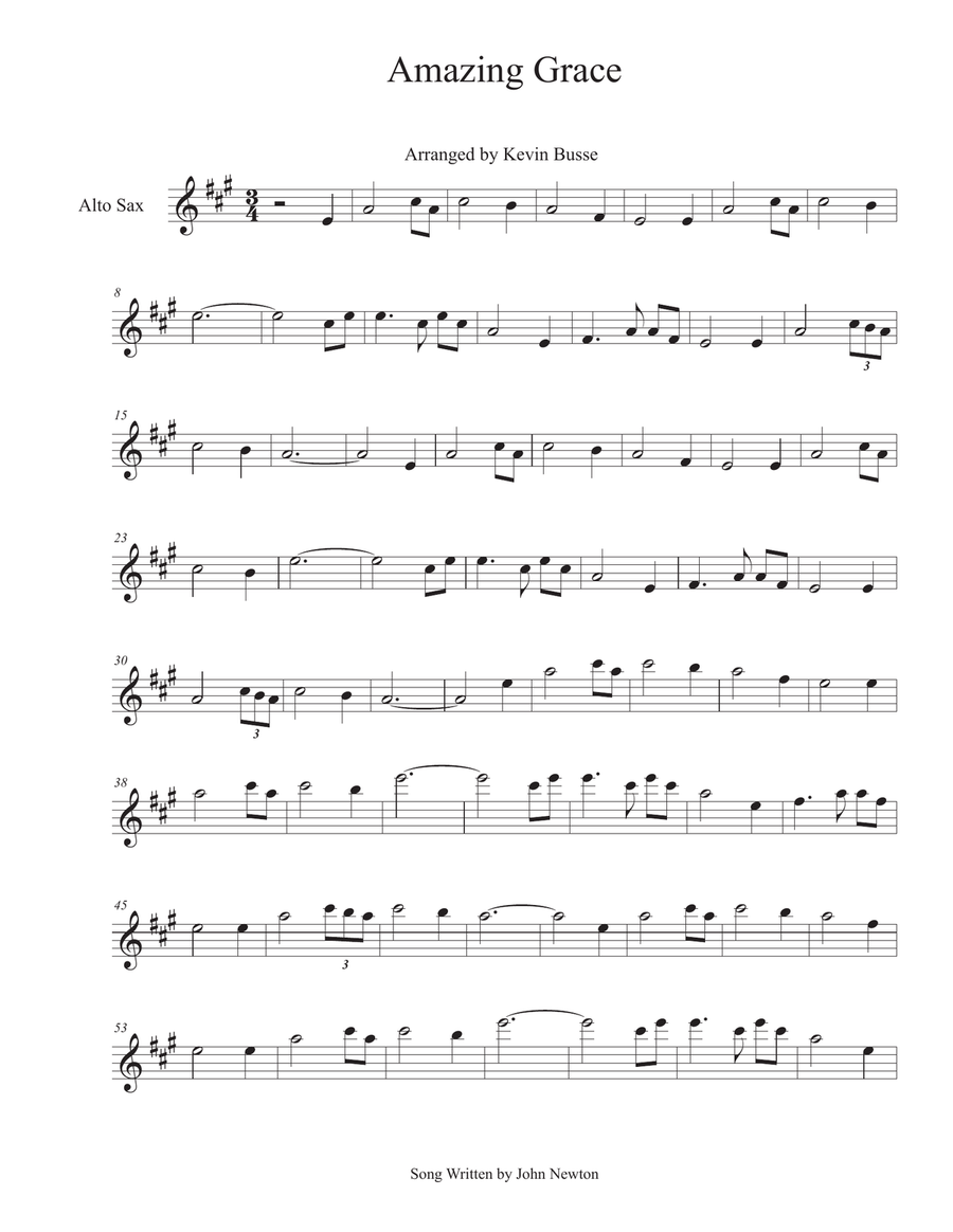 Amazing Grace - Alto Sax Alto Saxophone scores gallery preview page 1