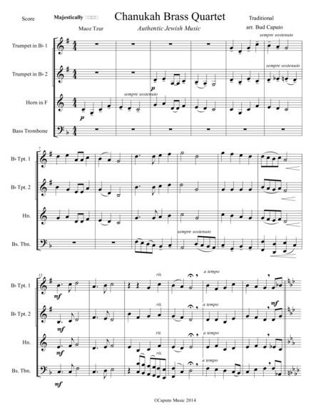 Hanukkah Medley for Brass Quartet-Score and Parts image number null