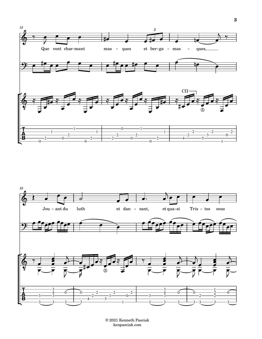 Clair de Lune (for Voice, Cello and Guitar) Small Ensemble scores gallery preview page 5
