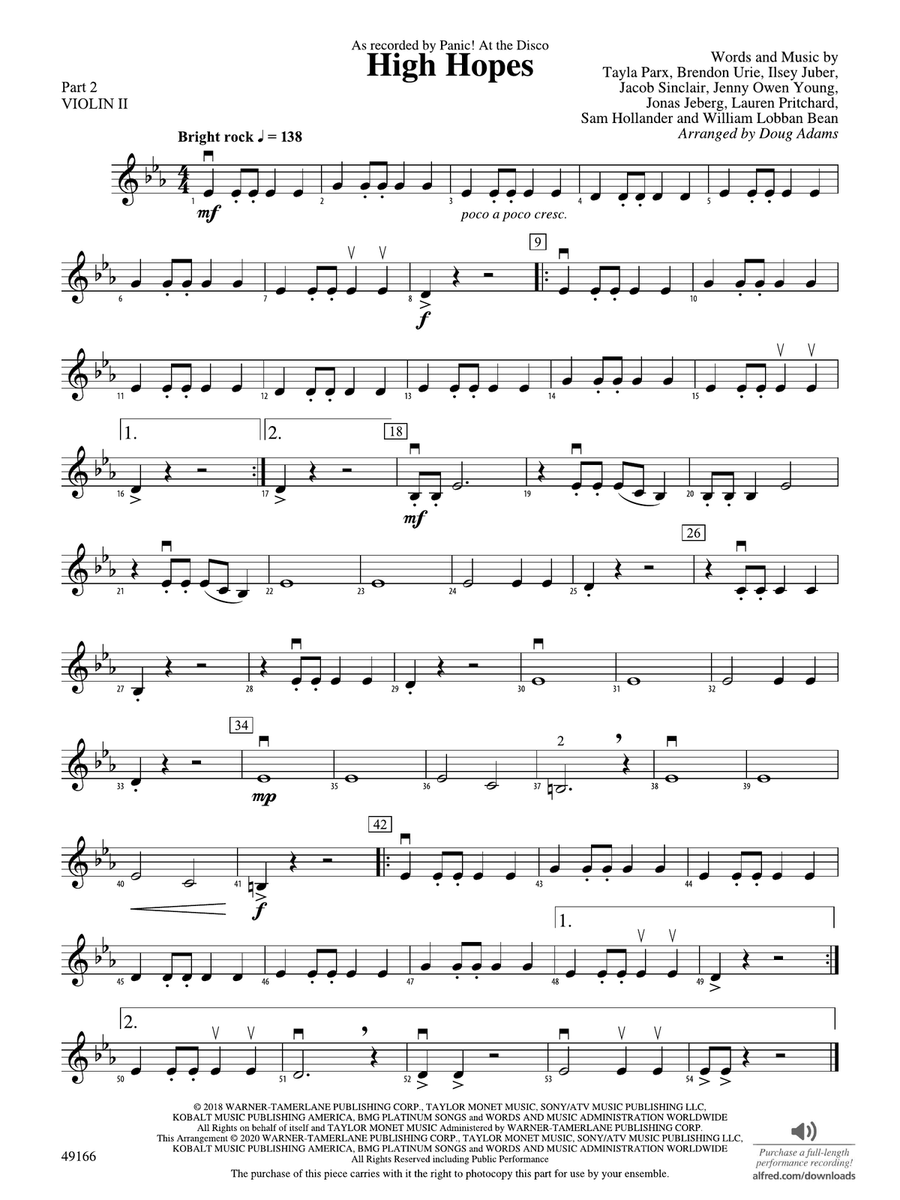 High Hopes: Part 2 - Violin I