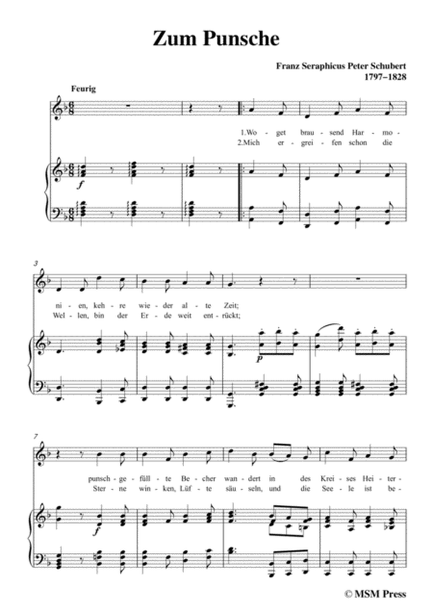 Schubert-Zum Punsche,in d minor,for Voice&Piano image number null