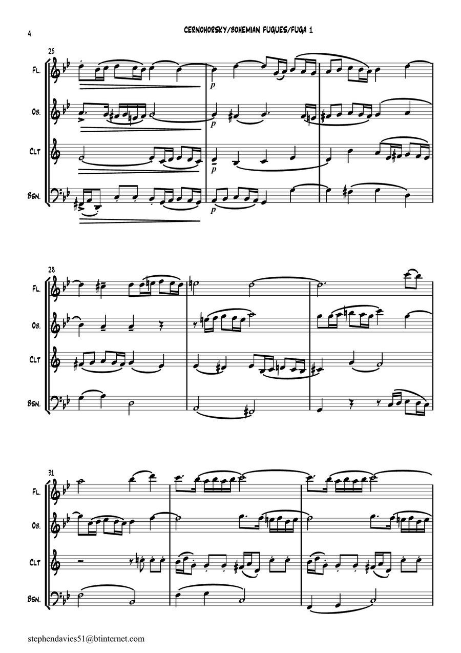 Bohemian Fugues based on the music of Cernohorsky for Wind Quartet arr.Stephen Davies image number null