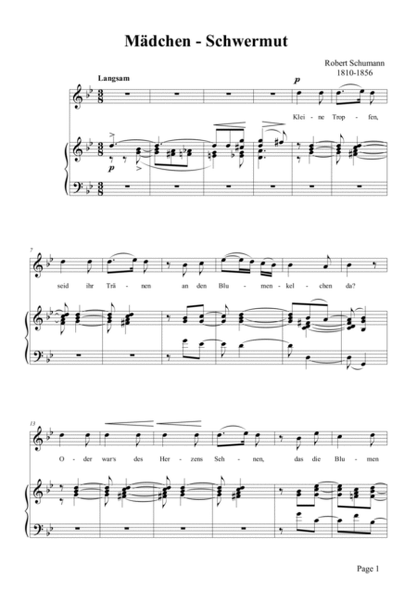 Schumann-Mädchen-Schwermut,Op.142 No.3 in g minor