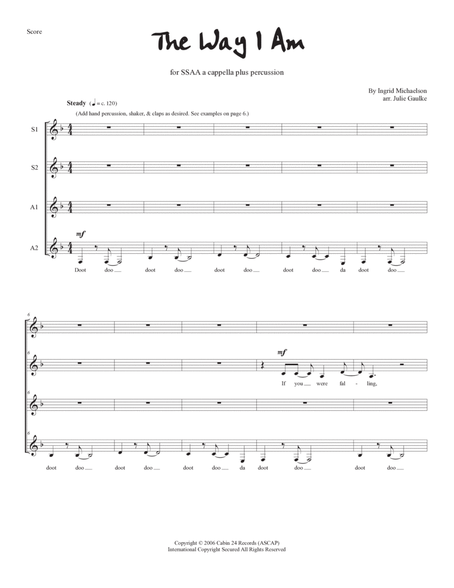 The Way I Am SSAA scores gallery preview page 1
