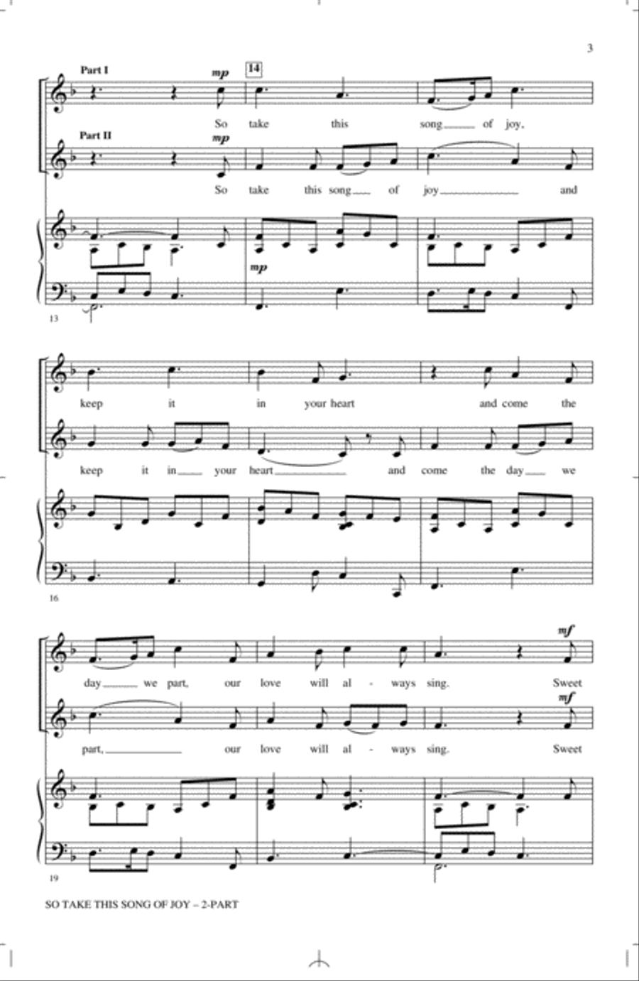 So Take This Song Of Joy 2-Part scores gallery preview page 2